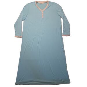 Ekouaer Women's XL  Nightgown Long Sleeve Henley Nightshirt Dress